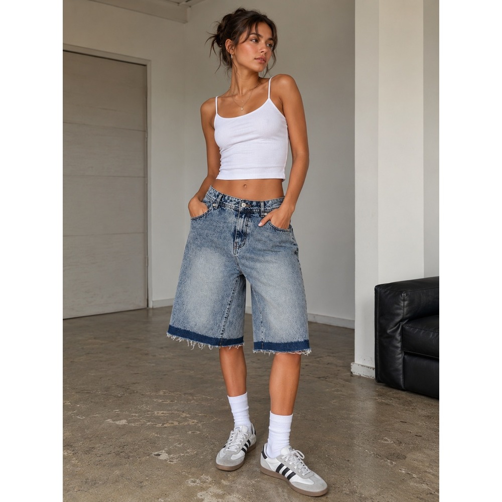 WITTY FOX Dad Jorts Baggy‎ Denim Shorts Womens 11/30 Blue NWT Y2K Streetwear
